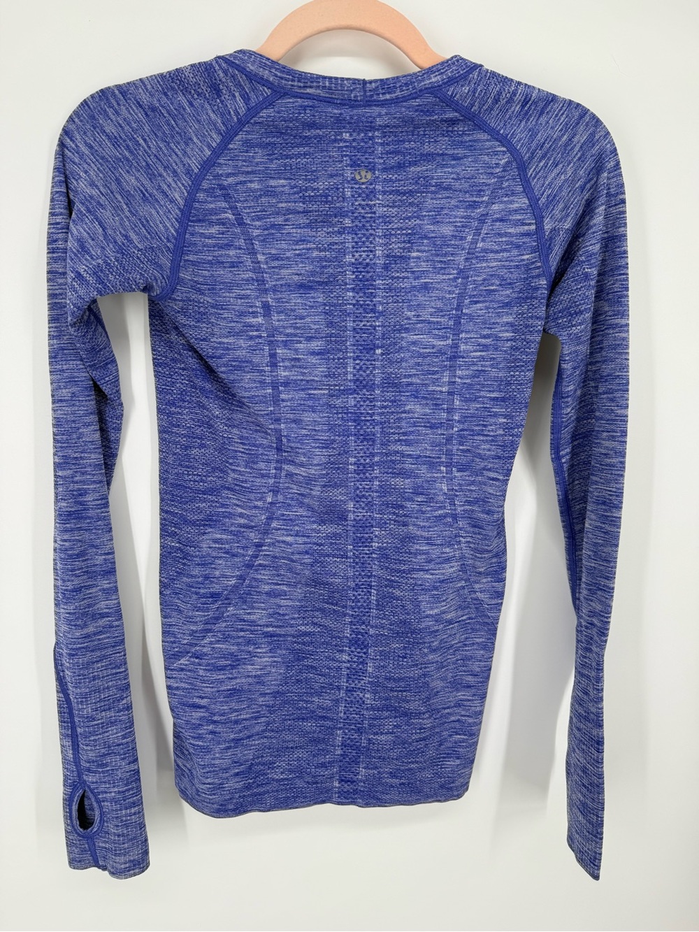 Lululemon Swiftly Tech LS Crew Size 4 Blue Space Dye Heathered Hip Length Top - Picture 4 of 7
